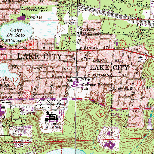 Topographic Map of Melrose Park Elementary School, FL