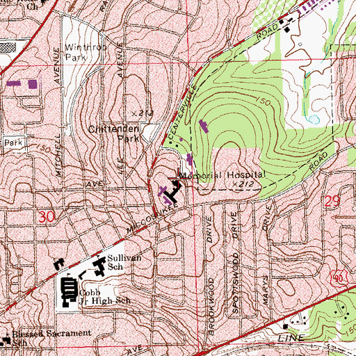 Topographic Map of Memorial Hospital, FL