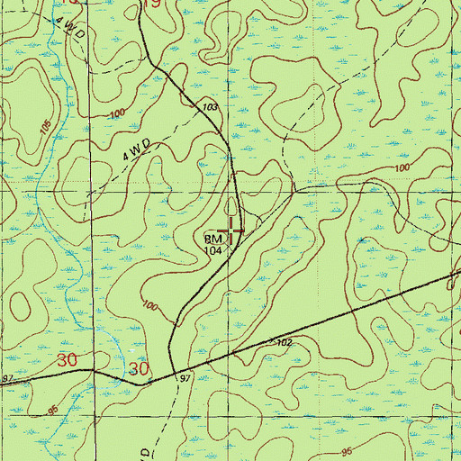 Topographic Map of Mercer Fire Tower, FL