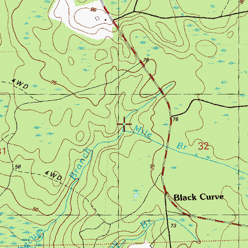 Topographic Map of Mile Branch, FL
