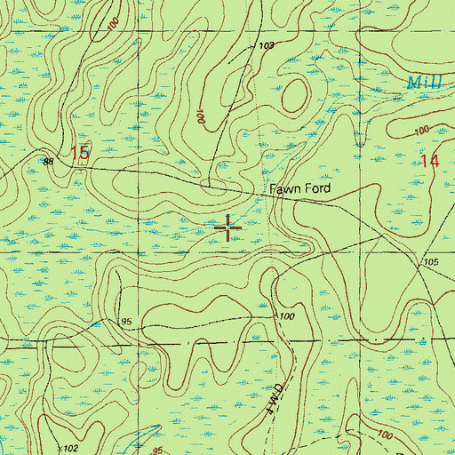Topographic Map of Mill Creek, FL