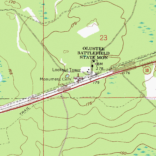 Topographic Map of Monument Cemetery, FL