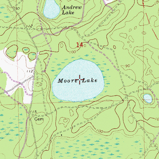 Topographic Map of Moore Lake, FL