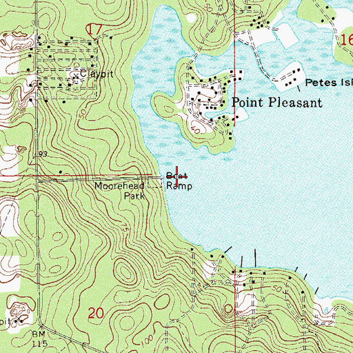 Topographic Map of Moorehead Park, FL