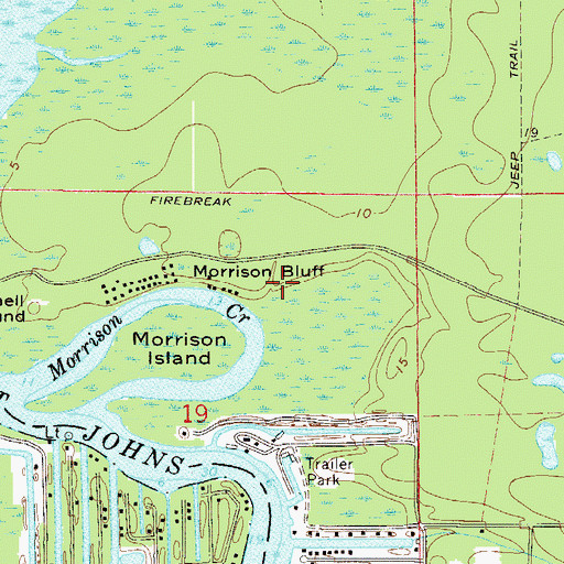 Topographic Map of Morrison Bluff, FL