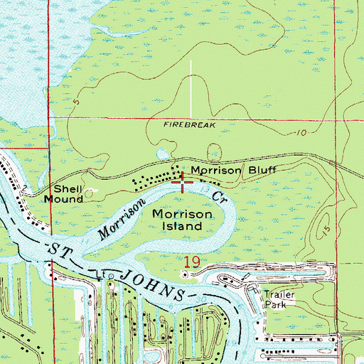 Topographic Map of Morrison Creek, FL