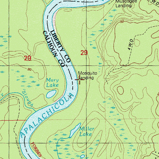 Topographic Map of Mosquito Landing, FL