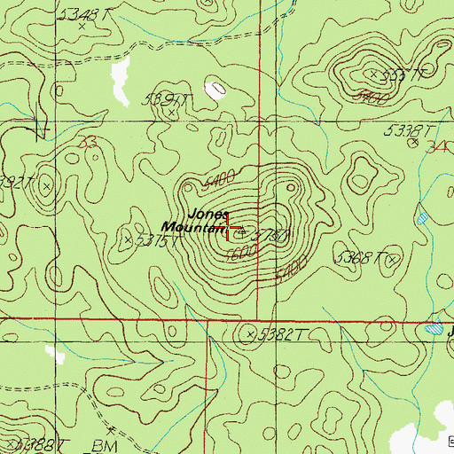 Topographic Map of Jones Mountain, AZ