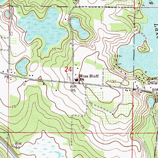 Topographic Map of Moss Bluff Church, FL