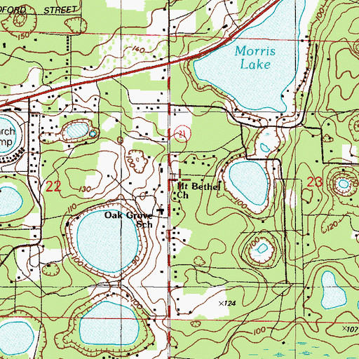 Topographic Map of Mount Bethel Baptist Church, FL