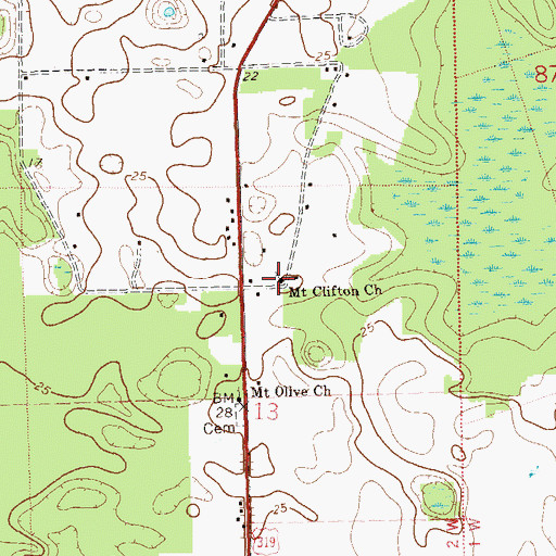 Topographic Map of Mount Clifton Church, FL