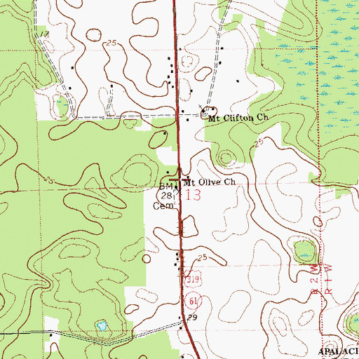 Topographic Map of Mount Olive Church, FL