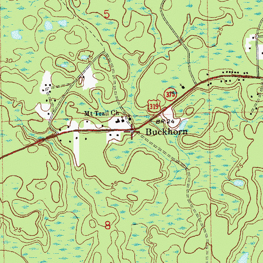 Topographic Map of Mount Trail Church, FL