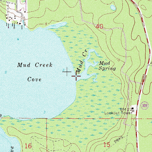 Topographic Map of Mud Creek, FL