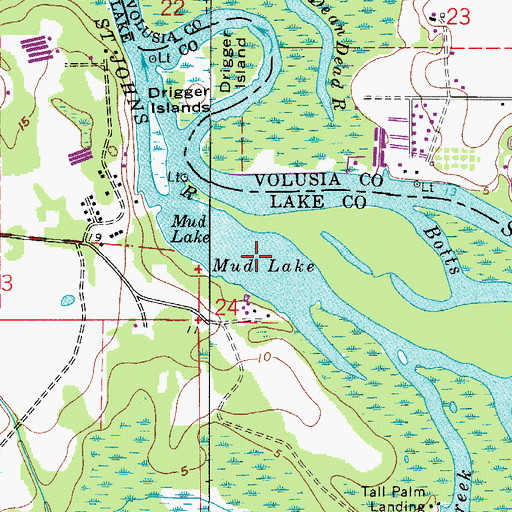 Topographic Map of Mud Lake, FL