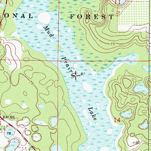 Topographic Map of Mud Prairie Lake, FL