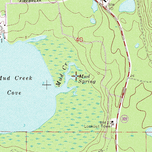 Topographic Map of Mud Spring, FL