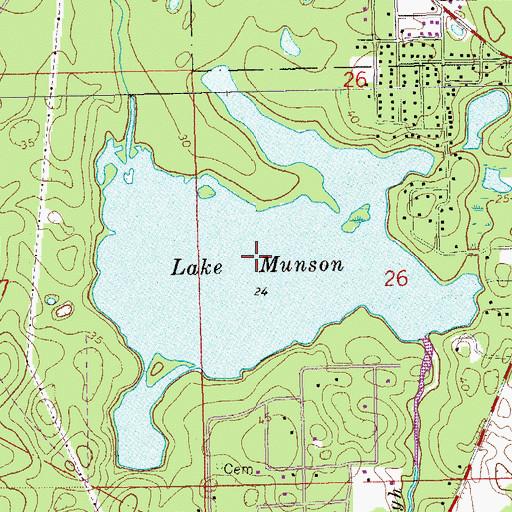 Topographic Map of Lake Munson, FL