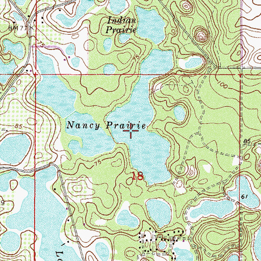 Topographic Map of Nancy Prairie, FL