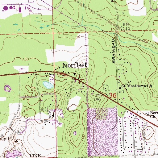 Topographic Map of Norfleet, FL