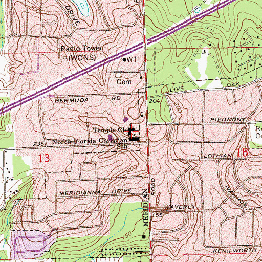 Topographic Map of North Florida Christian School, FL