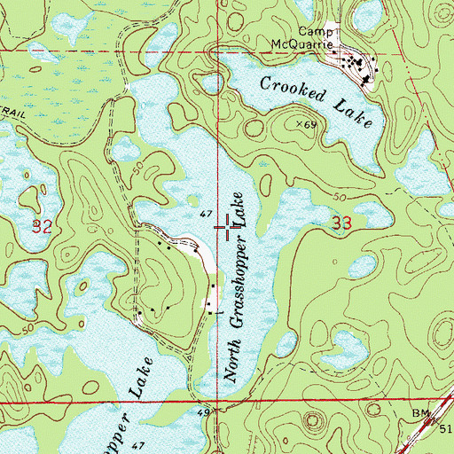 Topographic Map of North Grasshopper Lake, FL