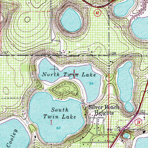 Topographic Map of North Twin Lake, FL