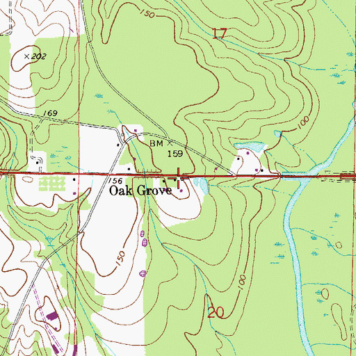 Topographic Map of Oak Grove, FL