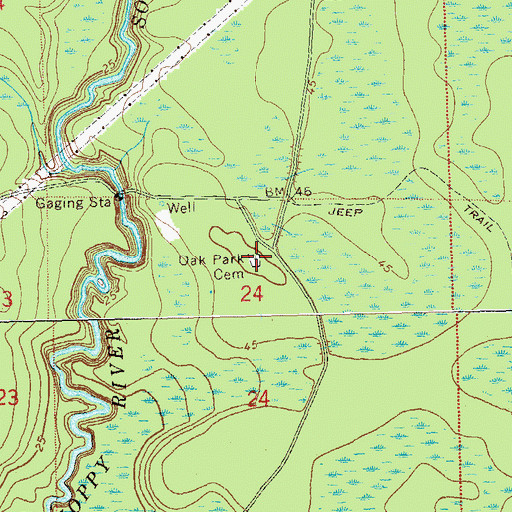 Topographic Map of Oak Park Cemetery, FL