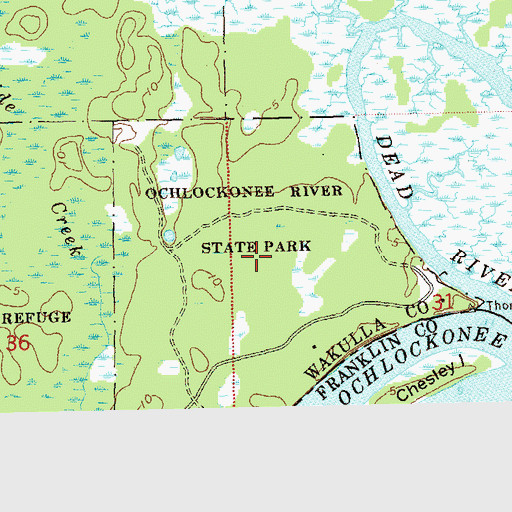 Topographic Map of Ochlockonee River State Park, FL
