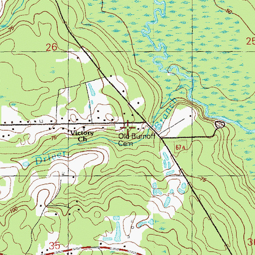 Topographic Map of Old Burnoff Cemetery, FL