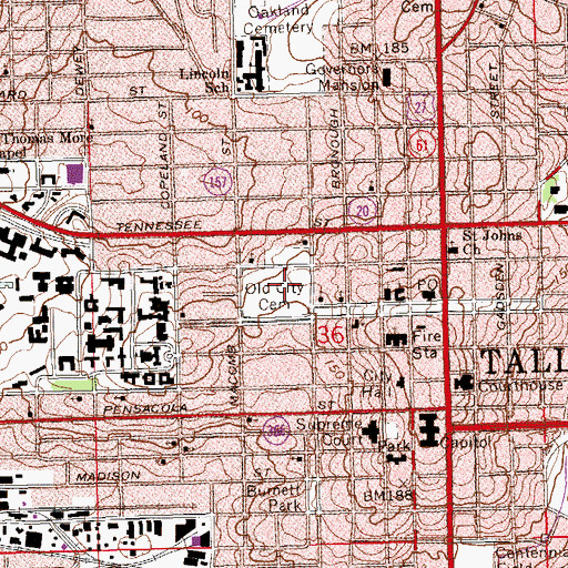 Topographic Map of Old City Cemetery, FL