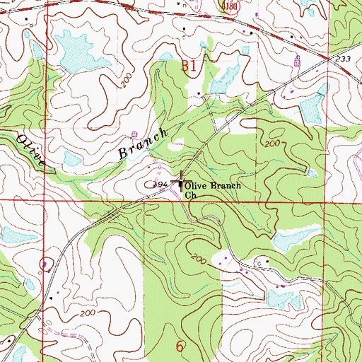 Topographic Map of Olive Branch Church, FL