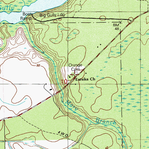 Topographic Map of Orange Cemetery, FL