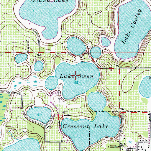 Topographic Map of Lake Owen, FL