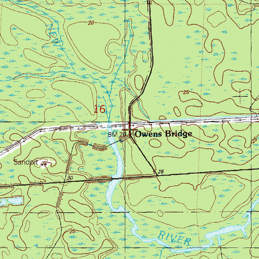 Topographic Map of Owens Bridge, FL