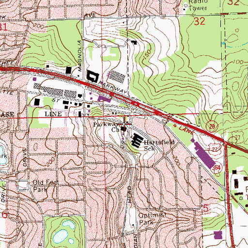 Topographic Map of Parkway Church, FL
