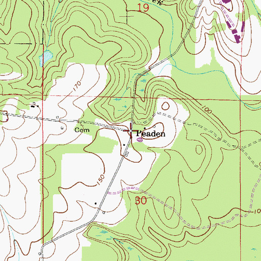 Topographic Map of Peaden, FL