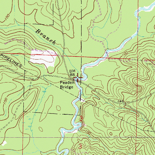Topographic Map of Peaden Bridge, FL