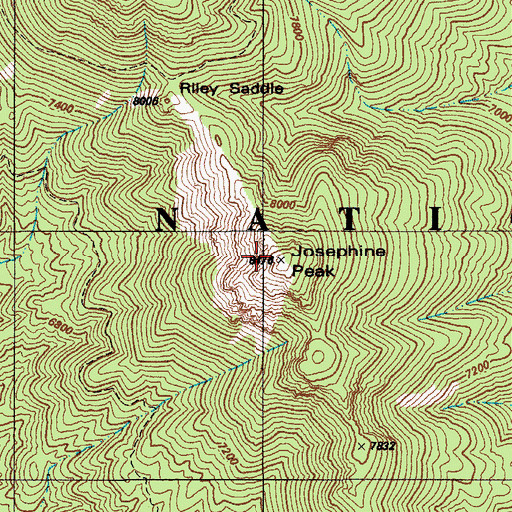 Topographic Map of Josephine Peak, AZ