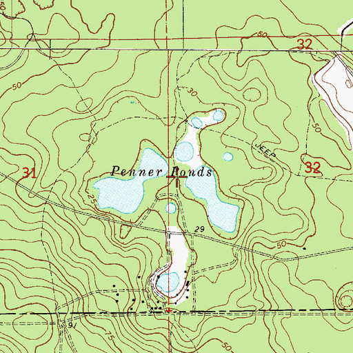 Topographic Map of Penner Ponds, FL
