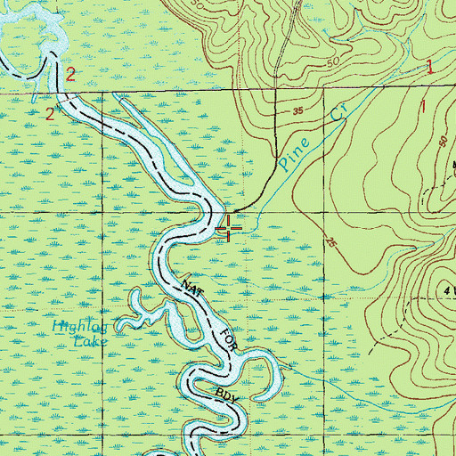 Topographic Map of Pine Creek, FL