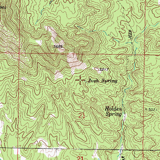 Topographic Map of Josh Spring, AZ