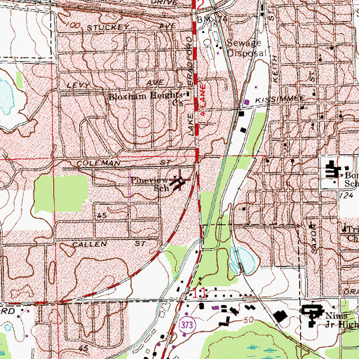 Topographic Map of Pineview School, FL