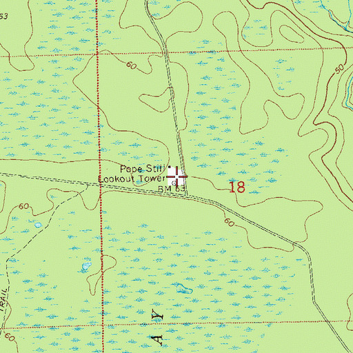 Topographic Map of Pope Still Lookout Tower, FL