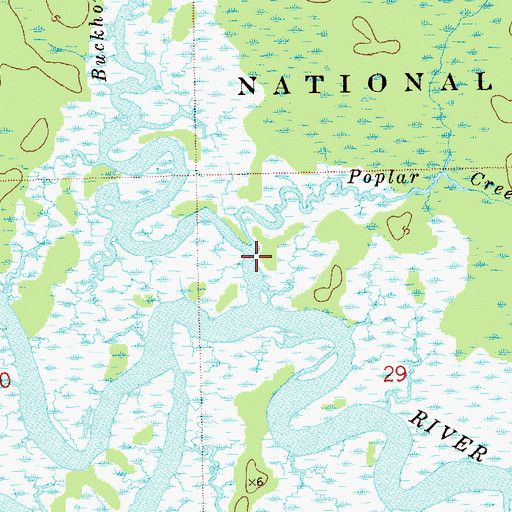 Topographic Map of Poplar Creek, FL