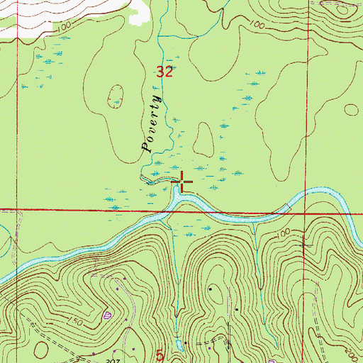 Topographic Map of Poverty Creek, FL