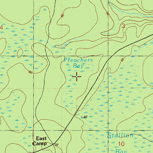 Topographic Map of Preachers Bay, FL