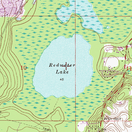 Topographic Map of Redwater Lake, FL