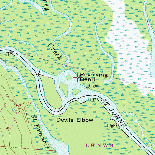 Topographic Map of Revolving Bend, FL